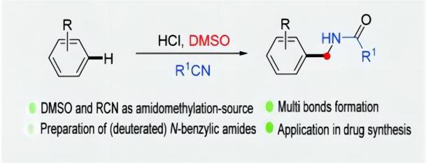 Electrophilic Amidomethylation of Arenes with DMSO/MeCN Reagents