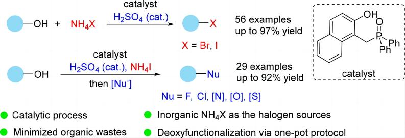 Organocatalytic Deoxyhalogenation of Alcohols with Inorganic Halides
